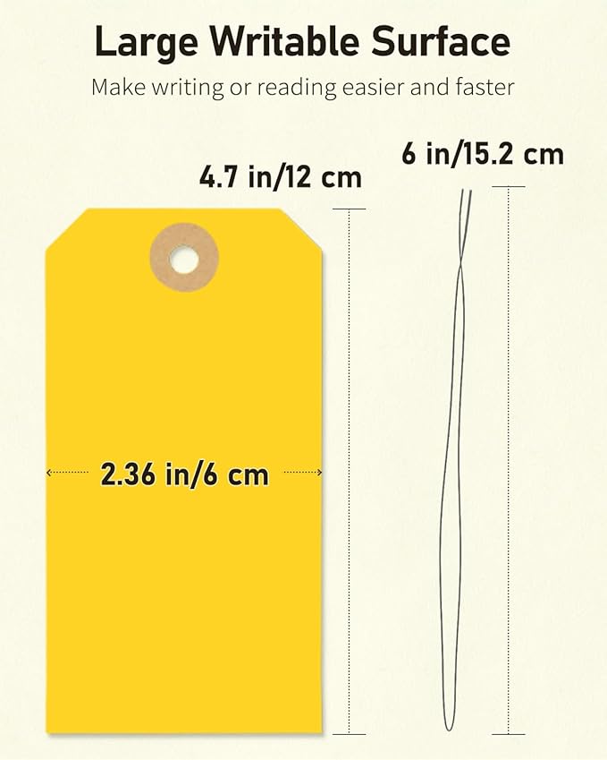 Uniclife 100 Pcs Yellow Blank Shipping Tags - Image 6