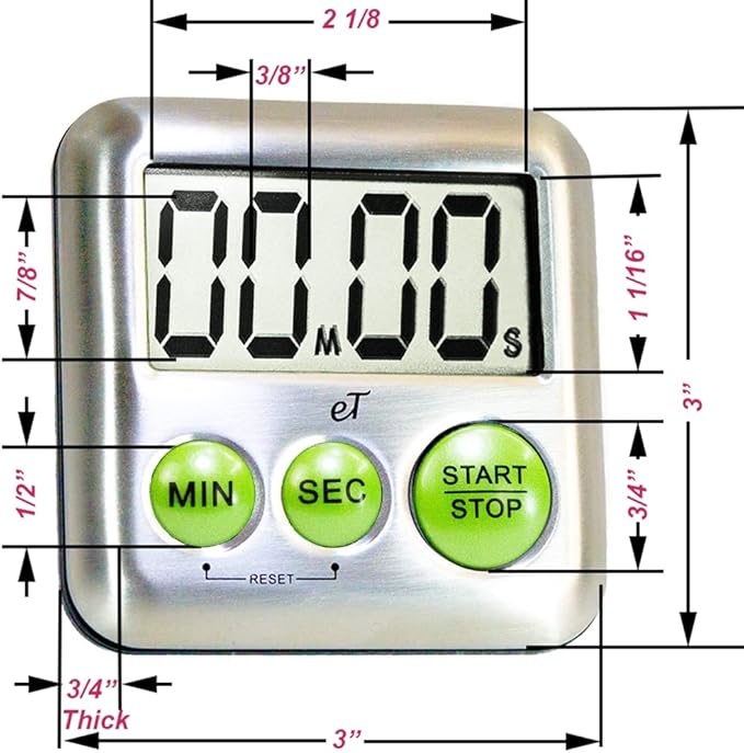Elegant Digital Kitchen Timer Stainless Steel - Image 3