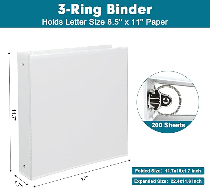 3 Ring Binder, LAYZZ 12 Pack 1 Inch Binders 3 Ring - Image 2