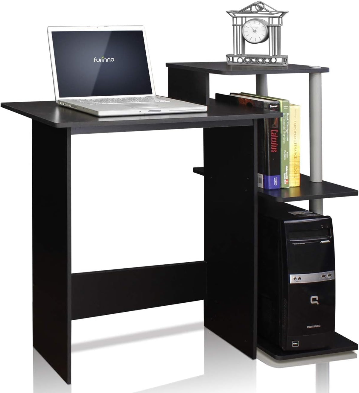 Furinno EFFICIENT Desk, 28.6" Wide Gaming Desk with 3 Open Side Shelves,...