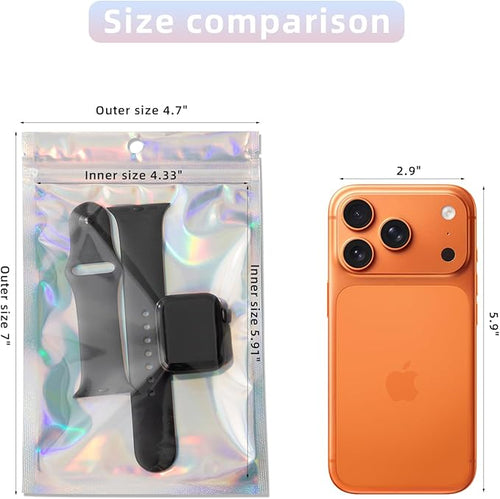100Pcs Holographic Packaging Bags, 4.7x7 inch Resealable Foil Pouch Mylar - Image 2