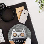 Round Mouse Pad, Anti Slip Rubber Round Cartoon Coffee Cat Mousepads Desktops - Image 2