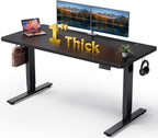 SIAGO Black 60x28 in Standing Desk, 1 Inch Thick Tabletop, Double Frame | Electric, Holds 220lbs, Sit Stand, 3 Memory Height Adjustment, Extra Deep Table Top, Black Frame