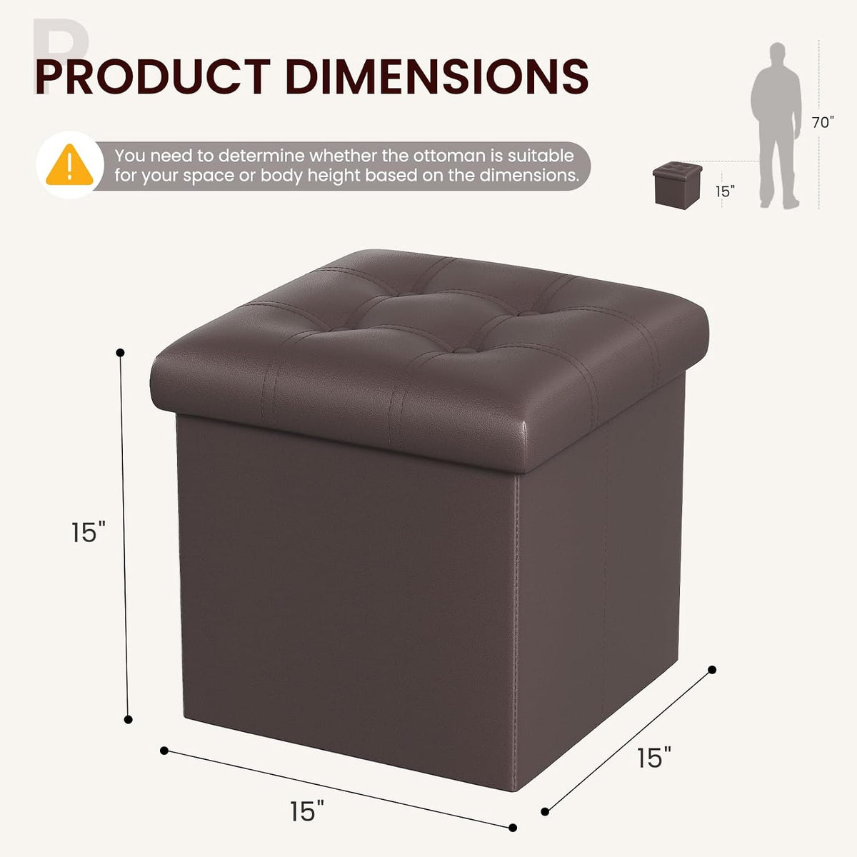YOUDENOVA Storage Ottoman, Small Ottoman Foot Rest, Ottoman with Storage