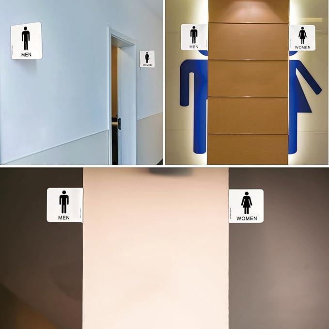 Faittoo Restroom Sign, Bathroom Signs, 2 Pack 6 x 6 Inches Acrylic Sign - Image 6