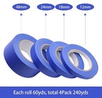 BOMEI PACK 4 Pack Blue Painters Tape, 1/2" 3/4" 1” 2” x 60yds, Clean Release - Image 2