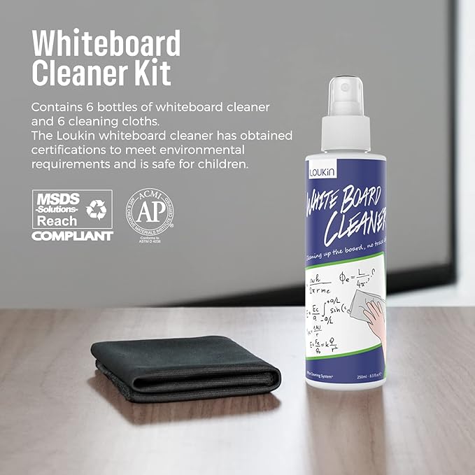 loukin Non-Toxic Whiteboard Cleaner, 8.5 fl oz Dry Erase Board Cleaner - Image 2