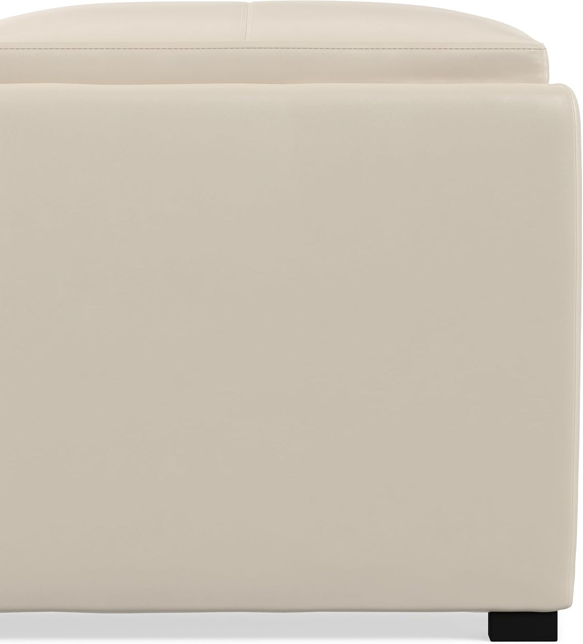 SIMPLIHOME Avalon 35" Wide Vegan Leather Square Storage Ottoman in Cream