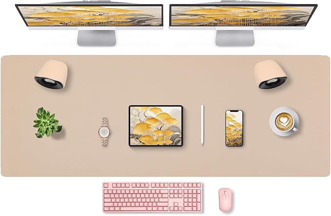 Bloss Extra Large Leather Desk Ma, 47.2" x 16.9" Non-Slip Dressing Table Cover by Bloss