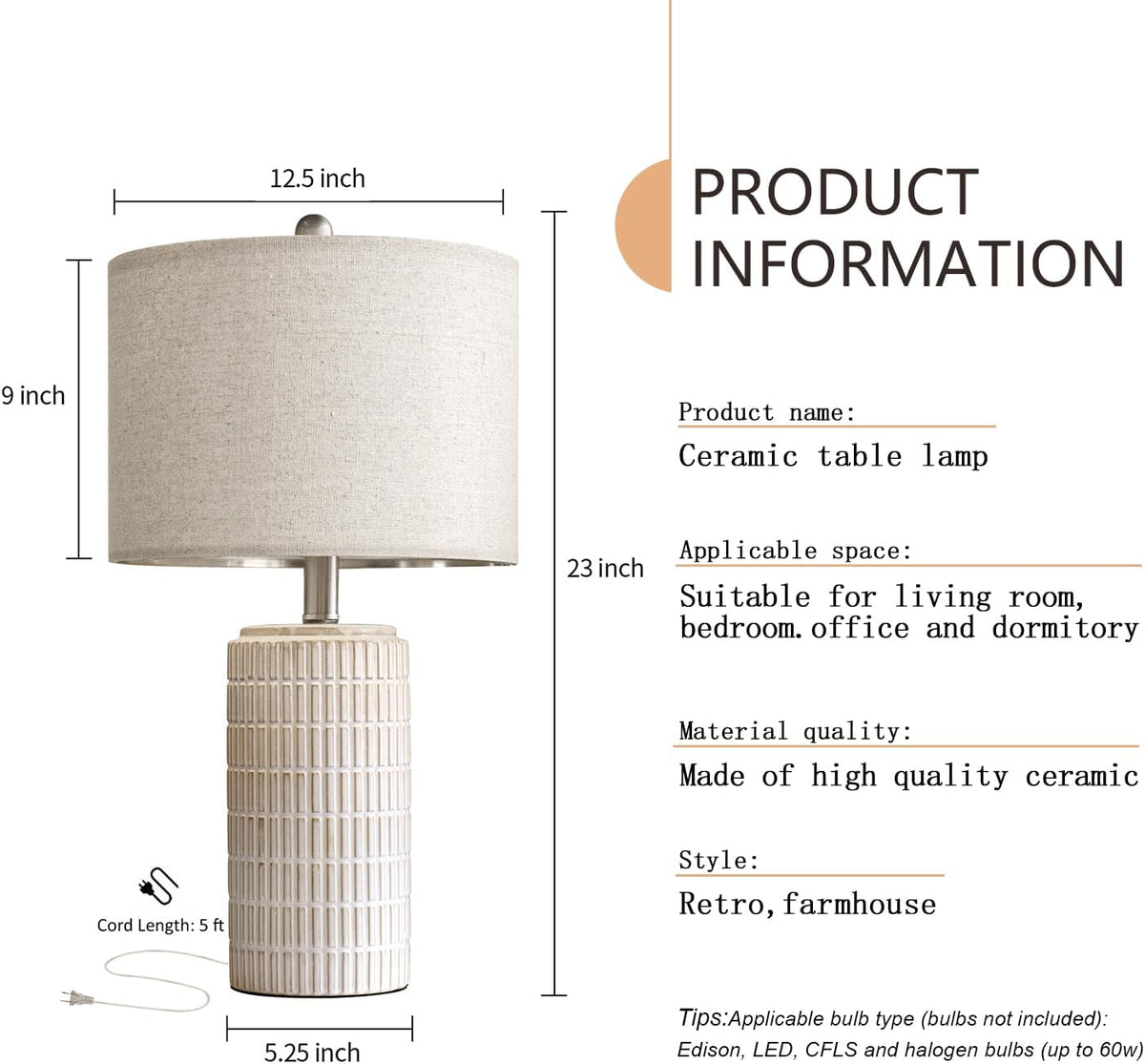 pokat 23" modern ceramic table lamp set of on a desk or shelf