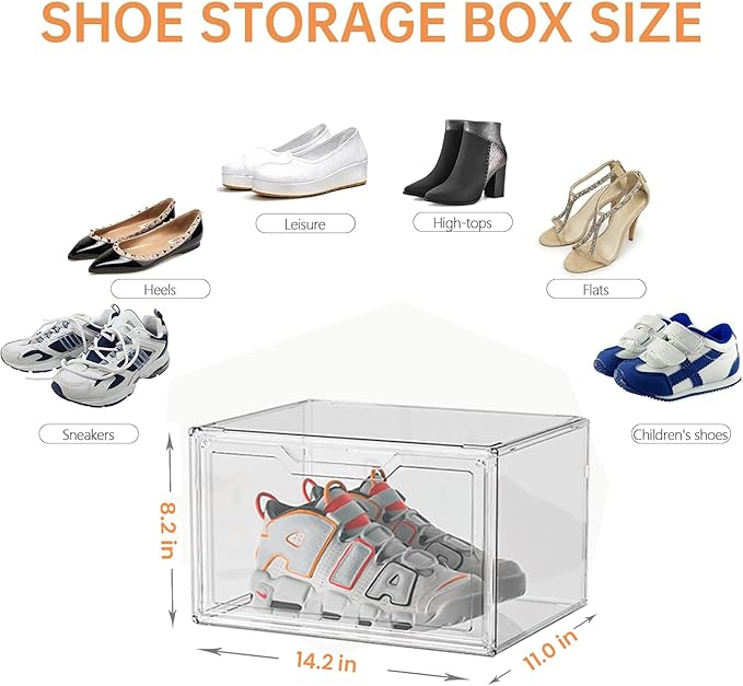 KOKOIN Magnetic Acrylic Clear Shoe Boxes – 360° Clear Plastic Stackable Sneaker - Image 2