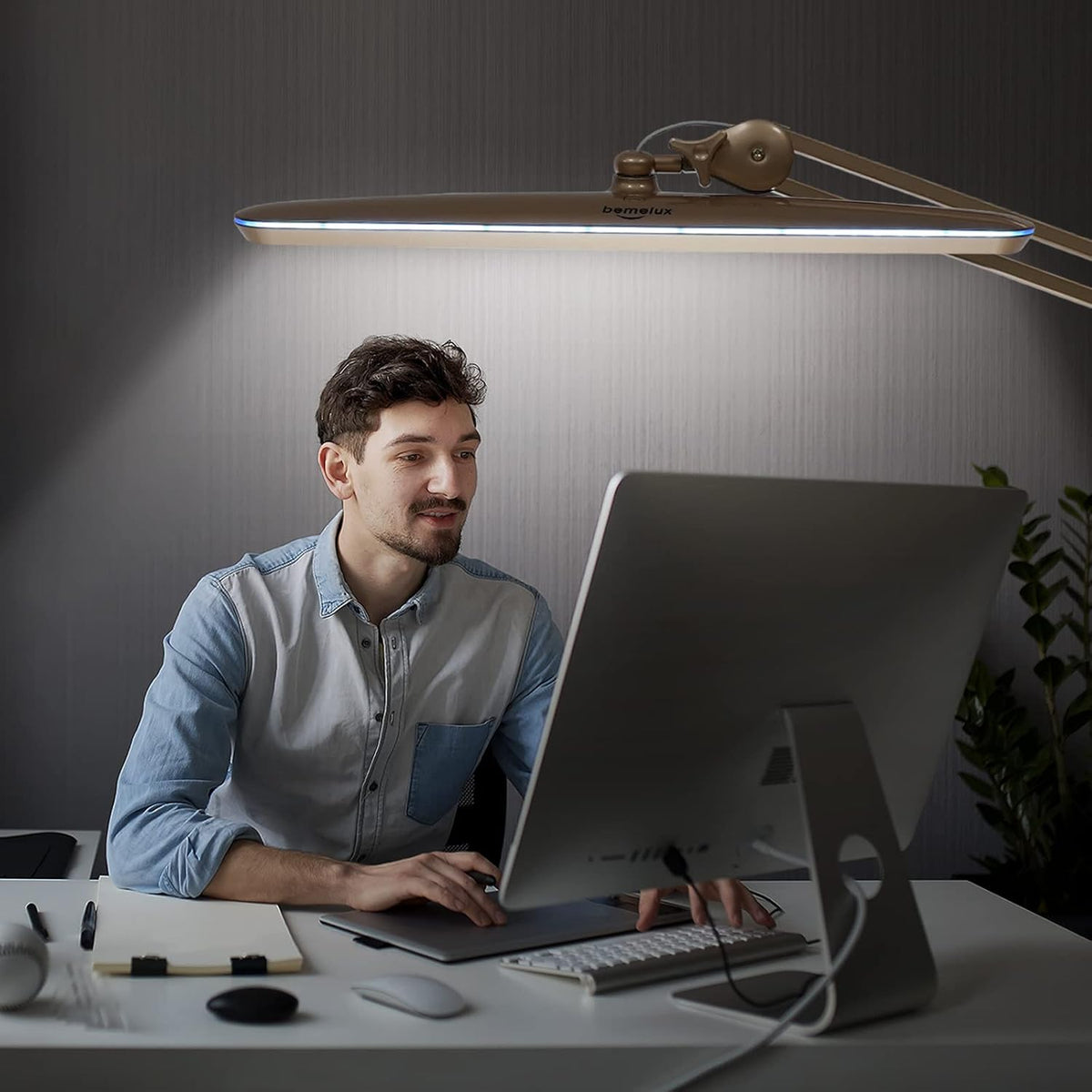23-Inch LED Task Lamp with Clamp, 24W 2200LM, Gold