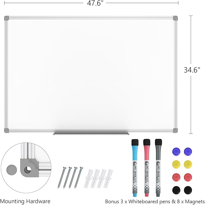 Lockways 48 x 36 Inch White Board 2 Pack | 4 x 3 Dry Erase Boards Magnetic - Image 2