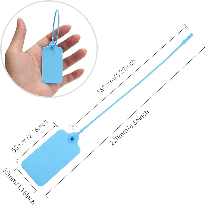 100 Blue Blank Plastic Tags for Labeling Waterproof Hanging Labels Writable - Image 3