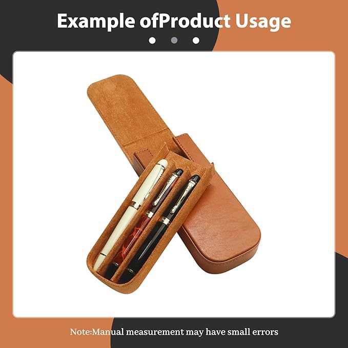 MIVLXLX Leather Triple Pen Case Pencil Pouch Holder - Image 4