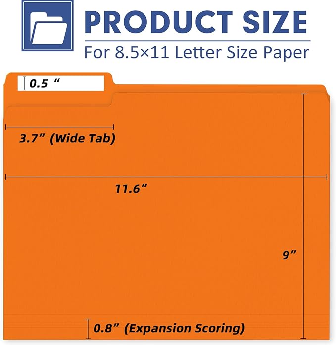 File Folder, PANDRI 120 Pack Colored File Folder, 1/3 Cut Tab, Letter Size - Image 2