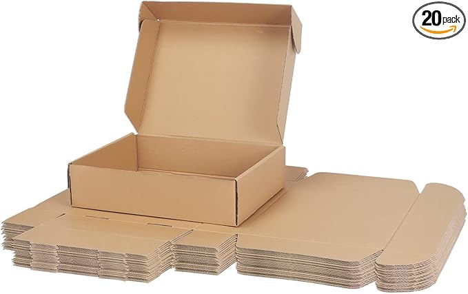 PHAREGE 12x9x3 inch Shipping Boxes Bulk 20 Pack Brown, Tab Lock Tuck Top Mailer by PHAREGE