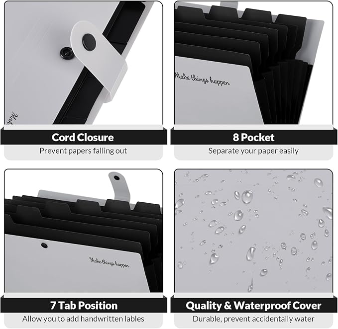 SKYDUE Accordion File Organizer, 8 Pockets Expanding File Folders, Portable - Image 3