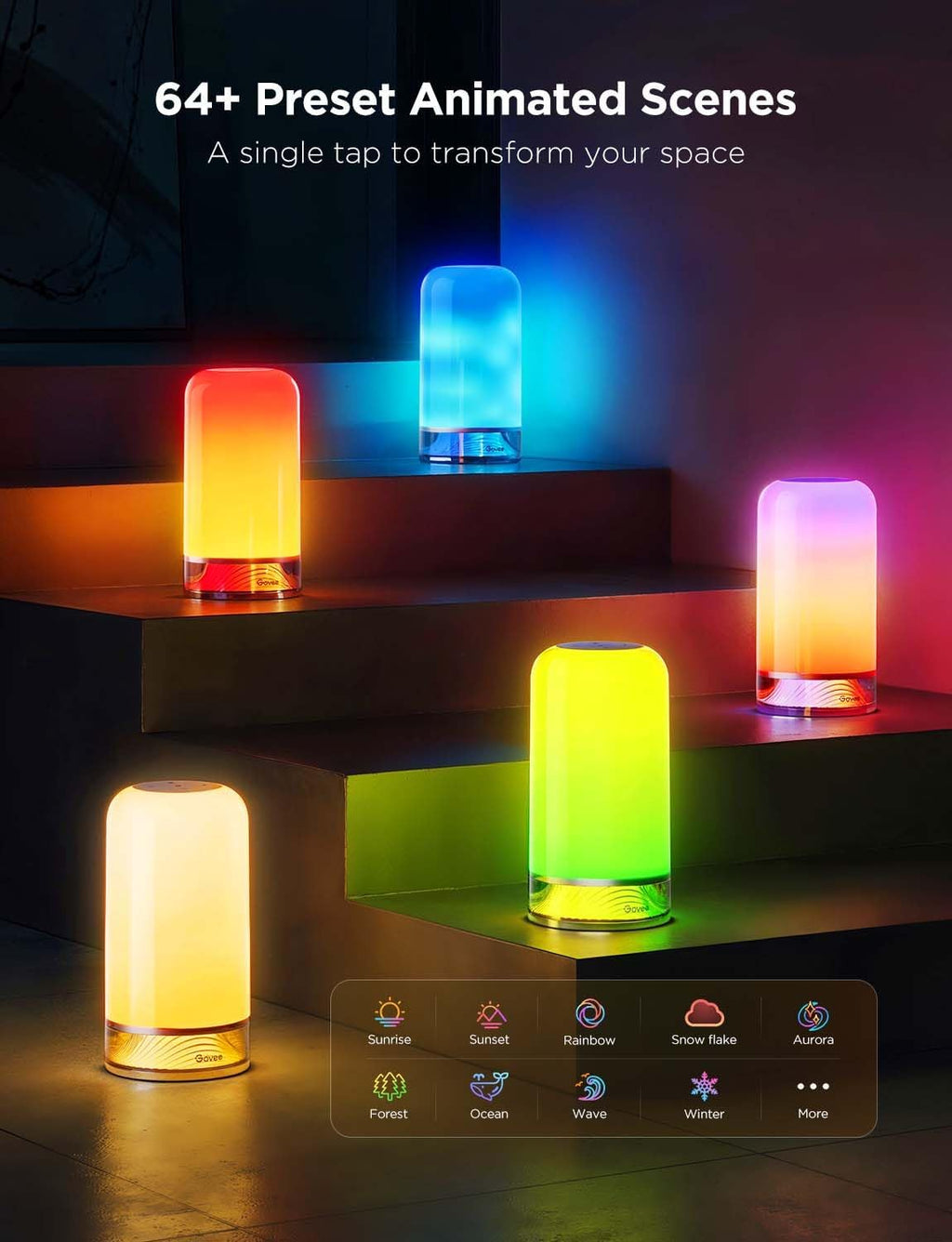 govee rgbic smart table lamp 2, touch bedside, side view