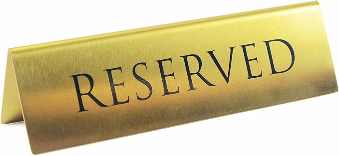 Golden Metal Table Top Reserved Sign - Image 2