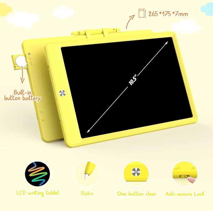 BUKEBU LCD Writing Tablet Doodle Board, 10.5 inch Colorful Drawing Pad - Image 2