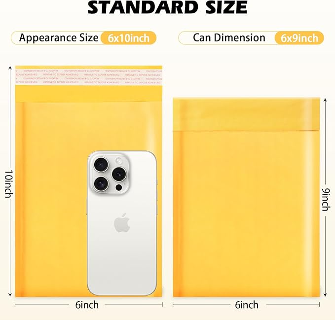 Ctarsthome 105Pack Yellow 6x10inch Kraft Bubble Mailers Small Business Mailing - Image 2