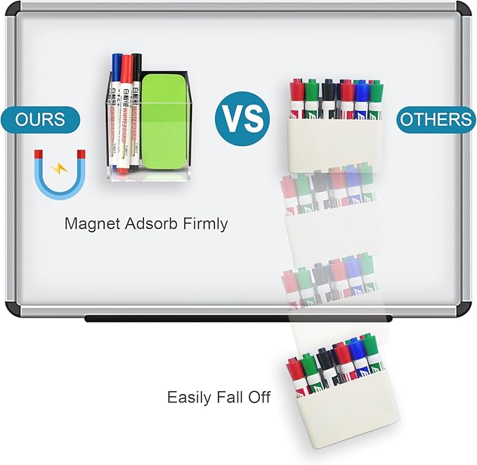 VACONICO Magnetic Pen Holder, Acrylic Dry Erase Marker Holder, Large Capacity - Image 3