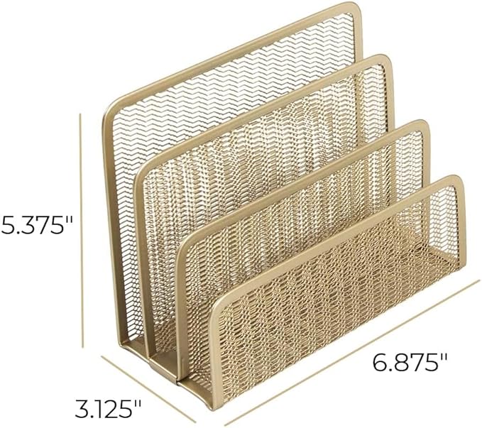 BLU MONACO | Gold Metal Mesh Mail Sorter Organizer Countertop | Paper Sorter - Image 7
