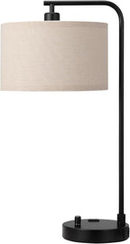 20.7" tall table lamp with usb & outlet, front angle view