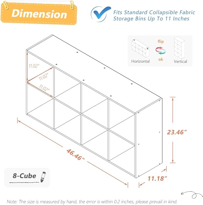 NELYE 8 Cube Organizer Bookcase - Image 2