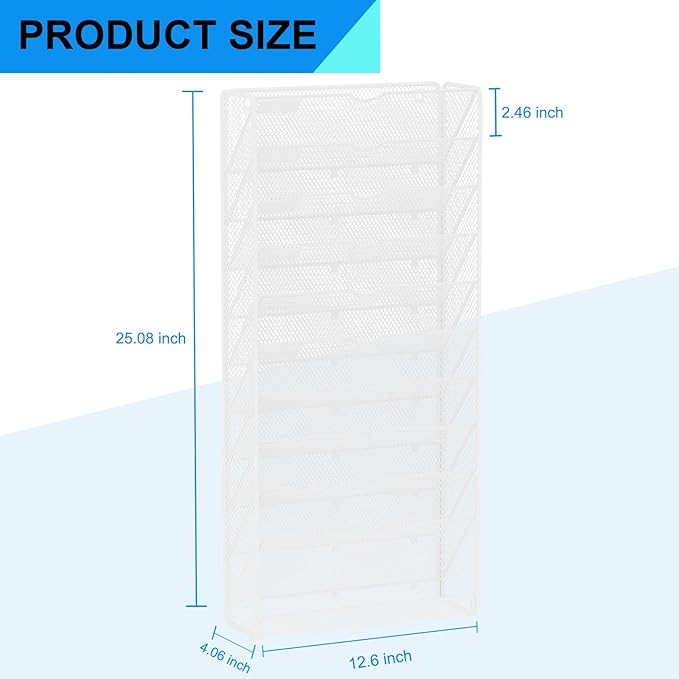 GDINDINFAN Hanging Wall File Organizer 10 Tier Wall Mounted File Holder - Image 3