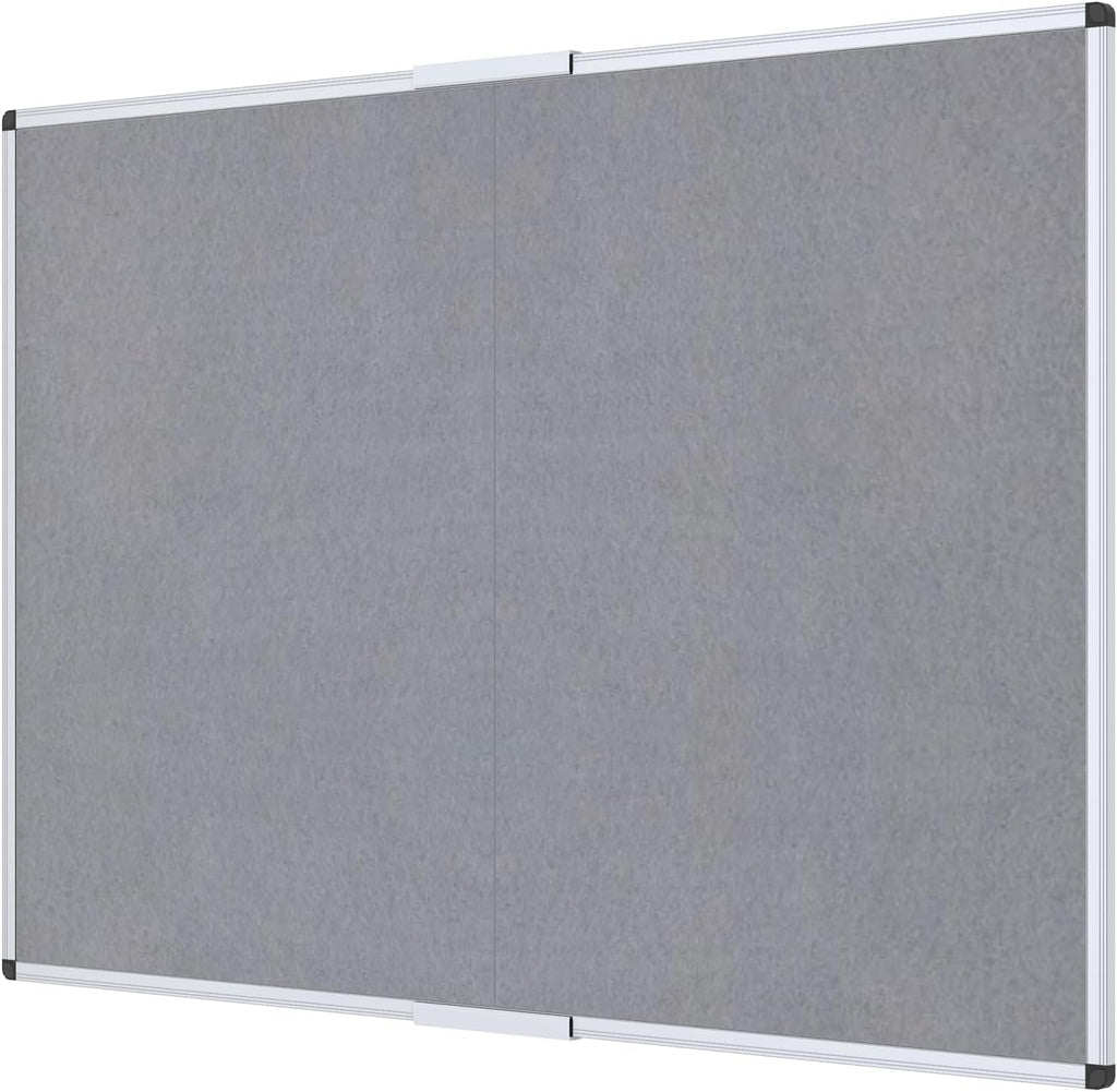 VIZ-PRO Large Fabric Bulletin Board/Foldable Notice Board Felt Gray, 72 X 48
