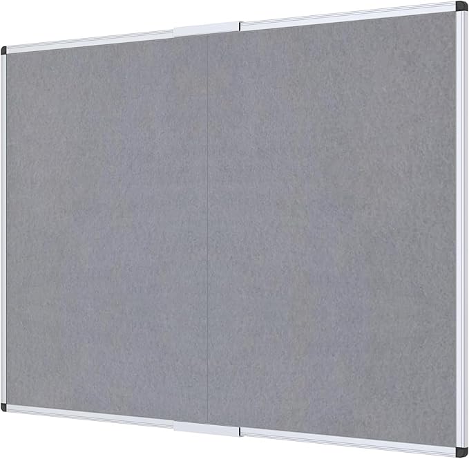 VIZ-PRO Large Fabric Bulletin Board/Foldable Notice Board Felt Gray, 72 X 48 by VIZ-PRO
