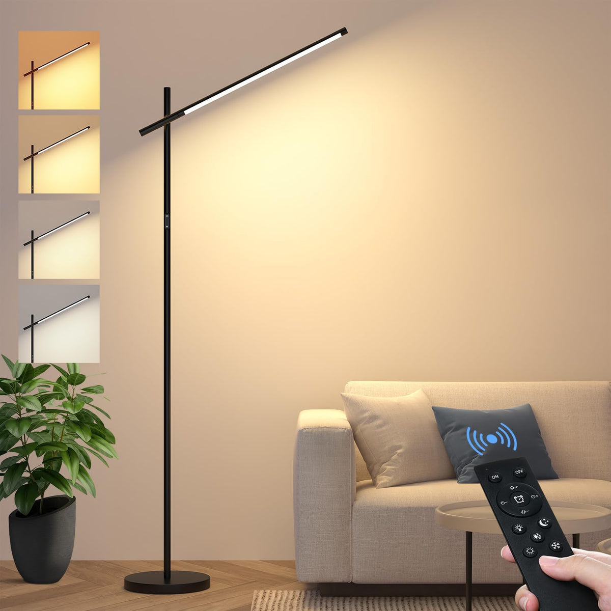 LED Corner Floor Lamp, 360°Rotating Head, Super Bright 1800LM Dimmable Minima...