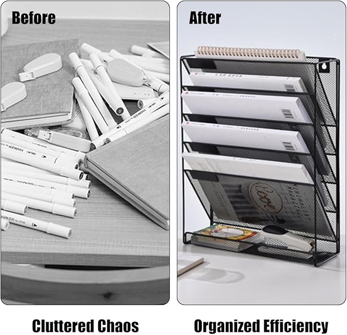 Vankcp 1 Pcs 6-Tier Magnetic File Holder, No Drilling Magnetic File Organizer - Image 4