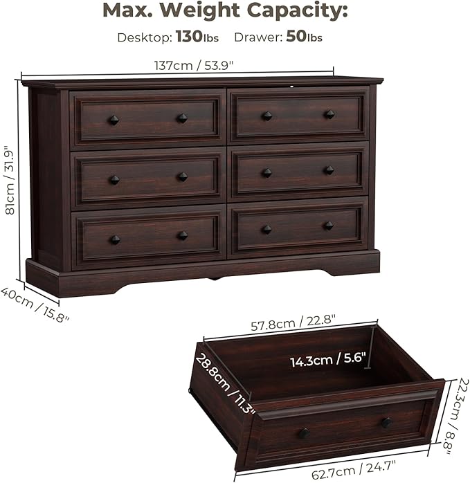 VVFLU Farmhouse 6 Drawer Dresser - Image 2