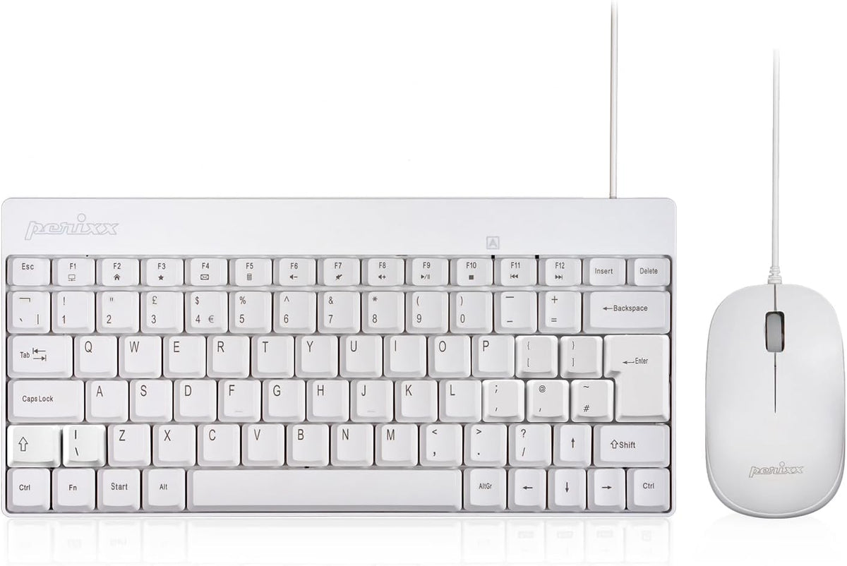 Perixx PERIDUO-212 Wired Mini Keyboard and Mouse Combo, 12 Multimedia Keys, U...