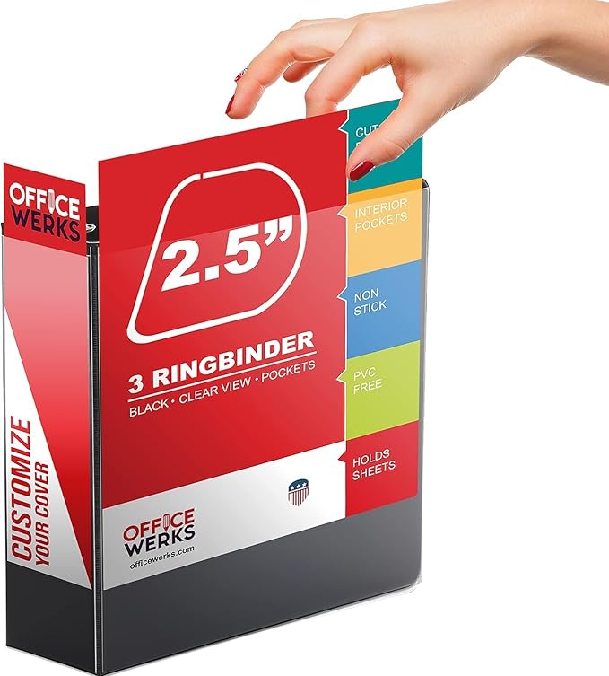 3 Ring Binder, 2.5" D-Ring, Holds 8.5" x 11" Pages, Heavy Duty Clear View Cover - Image 4