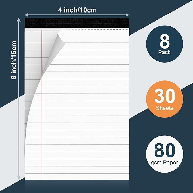8 Pack Legal Pads 4x6 Inch 30 Sheets Mini Lined Paper Pads - Image 2