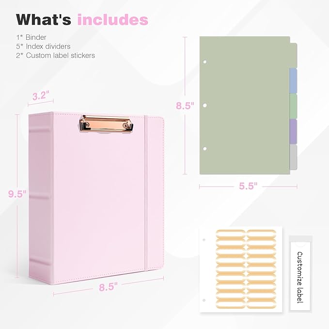 Ospelelf Mini 3 Ring Binder 5.5" x 8.5", 2 Inch Clipboard Binder - Image 3