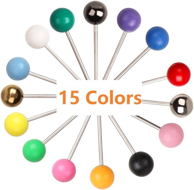 Yalis Push Pins Marking Map Tacks 1/8-Inch Plastic Beads Head, 15 Assorted - Image 4