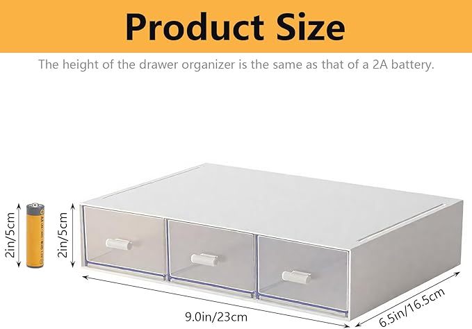 Desk Organizer-Stackable Storage Drawers, Plastic Compact Desk Storage Box - Image 3
