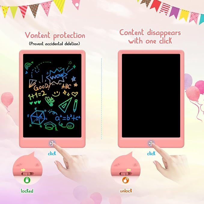 BUKEBU LCD Writing Tablet Doodle Board, 12.5 inch Colorful Drawing Pad - Image 6