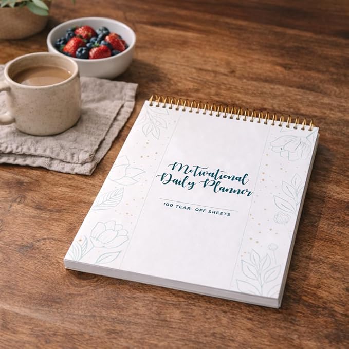 Spiral Daily Planner Agenda Notepad -100 Undated Tear-Off Sheets -Desk Notepad - Image 3