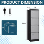 MIIIKO 4 Drawer File Cabinet, Metal Vertical Filing Cabinets - Image 3
