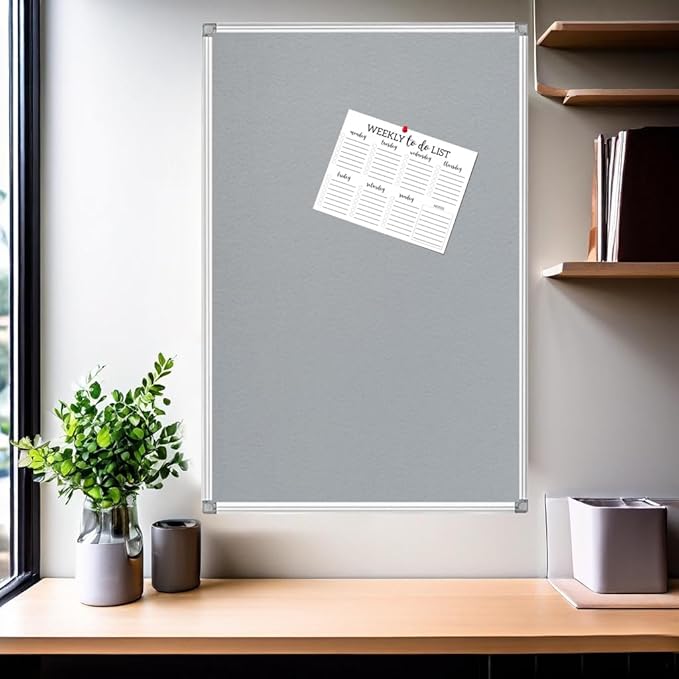 36x24-Inch Gray Felt Bulletin Board - Image 2