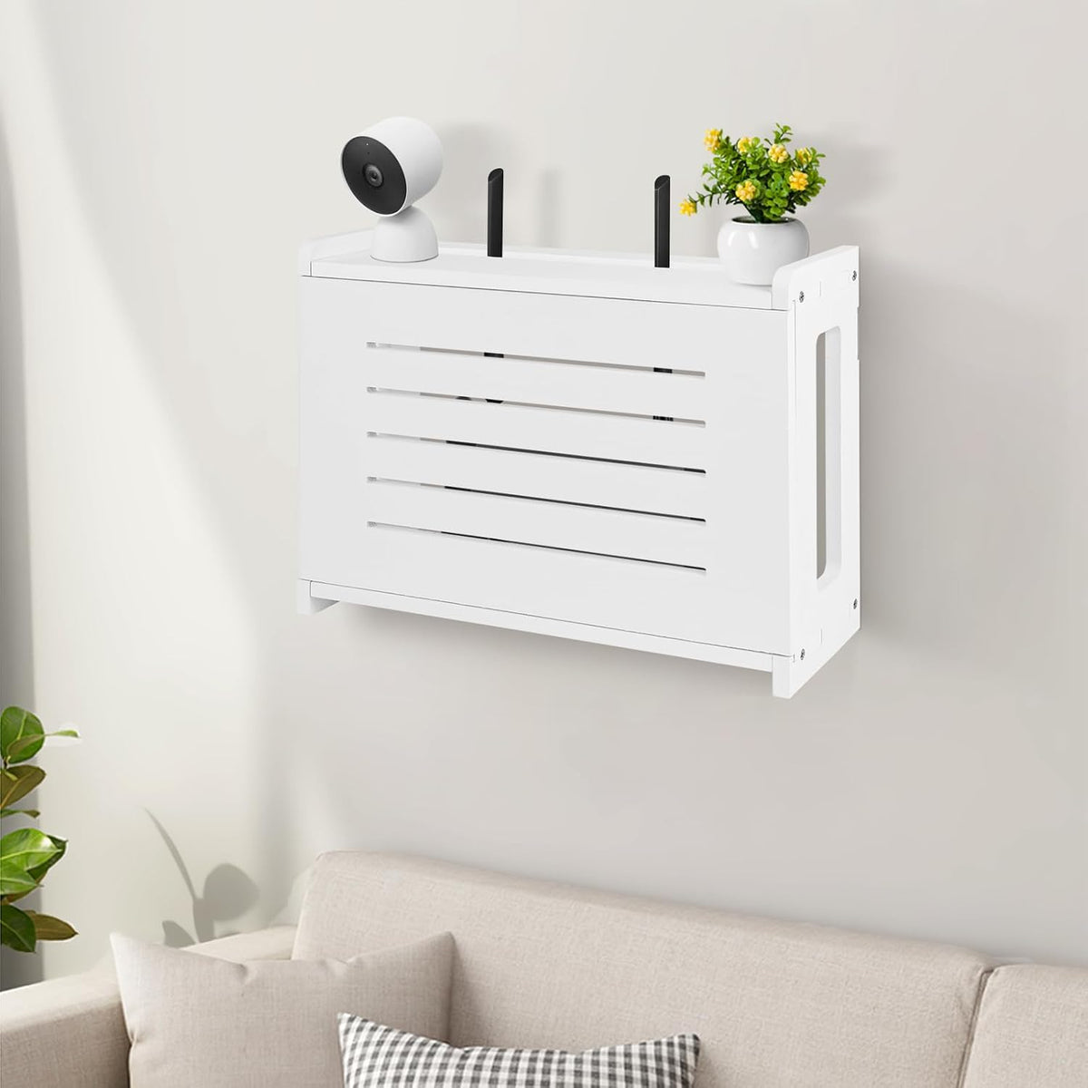 Router Shelf Wall Mount WiFi Router Storage Box Modem Cable Cover Organized P...