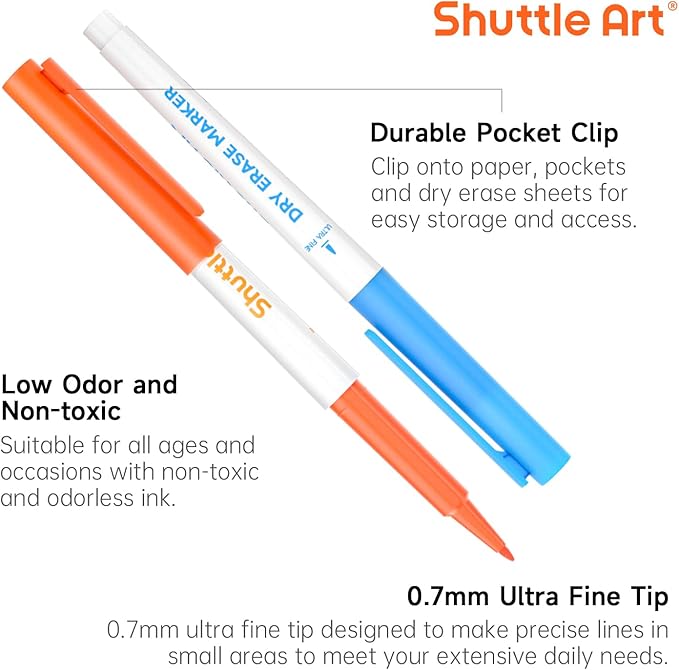 Shuttle Art Ultra Fine Dry Erase Markers, 15 Colors Whiteboard Markers - Image 4