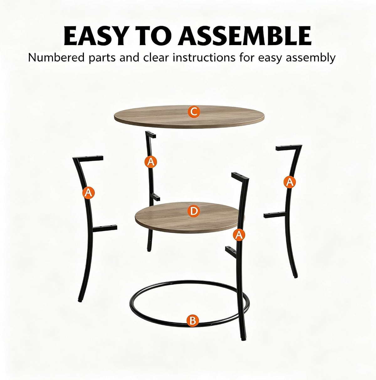 WLIVE 2 Tier Round End Table Steel Frame Small Space Living Room Nightstand