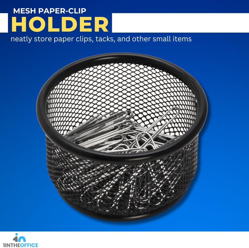 1InTheOffice Mesh Paper Clip Holder For desk, Paperclip Holder (2 Pack)